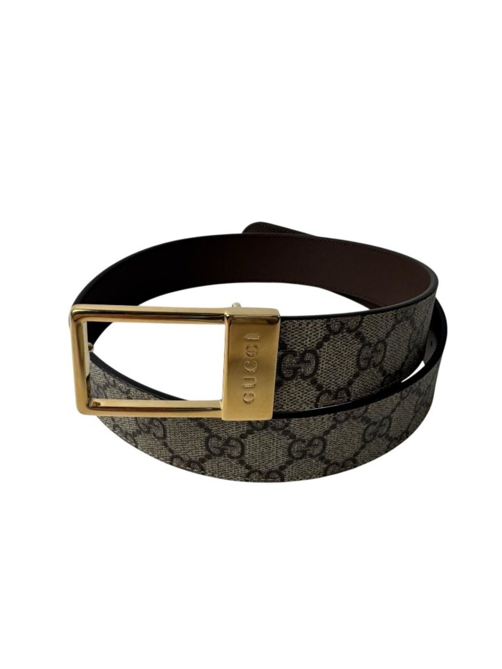 Gucci GG Supreme Rectangle Buckle Belt